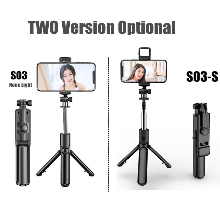 TONGSIS S03 S03S LED BLUETOOTH TRIPOD 3IN1 SELFIE STICK BLUETOOTH REMOTE CONTROL