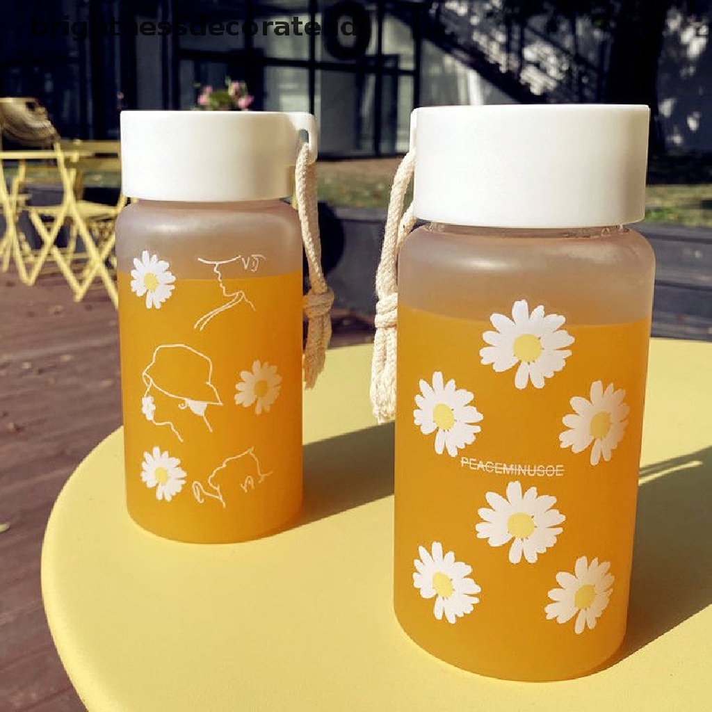 Botol Minum Plastik Transparan Portable 500ml Motif Bunga Daisy Untuk Travel