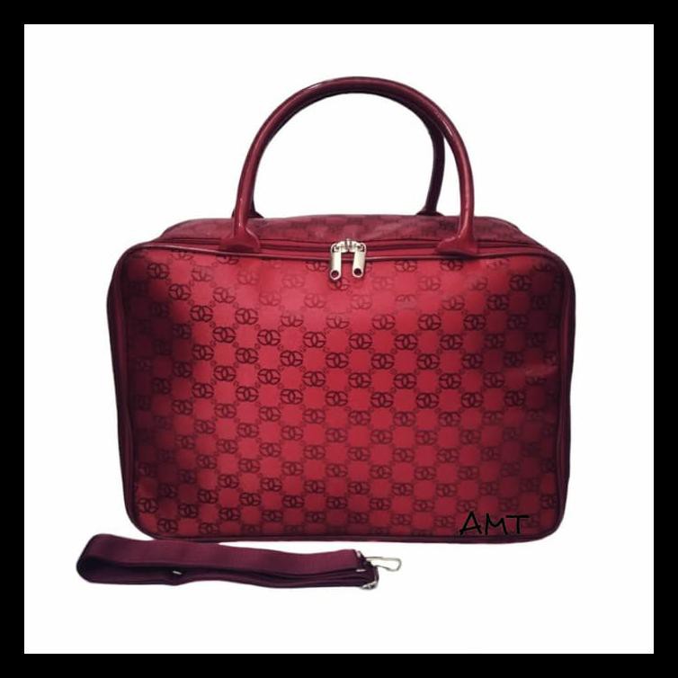 Tas Travel Bag Koper Piknik Besar Tali Panjang Bahan Tebal - Maroon BERMUTU