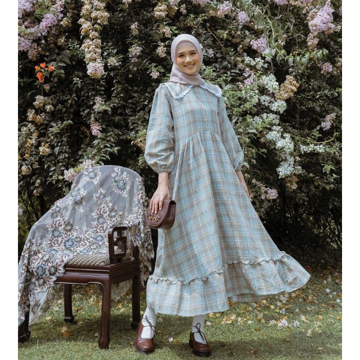 Sabine dress plaid olive by haideeorlin