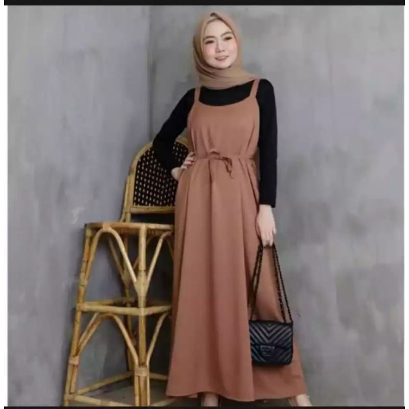 Gamis Atasan Muslim Wanita Ranty Overall Dress Muslim L XL dan XXL