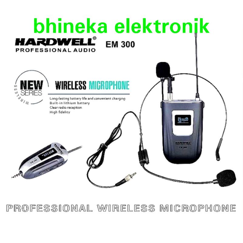 mic wireless hardwell EM300 original mic hardwell em-300 mic clip on headset