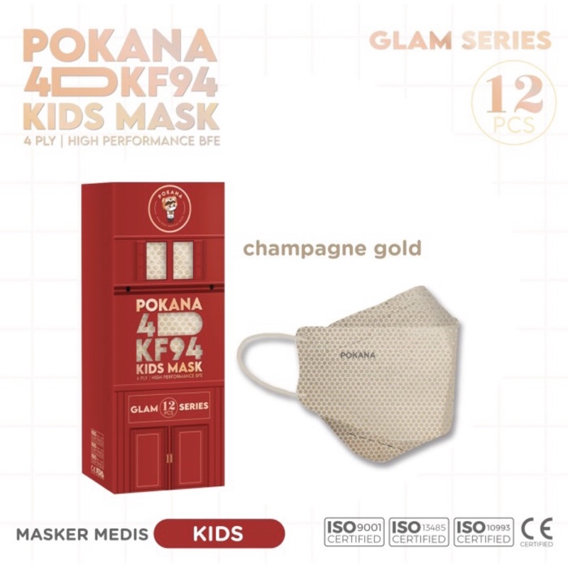 Pokana KF94 4D Kids Earloop Medical Mask isi 12 pcs