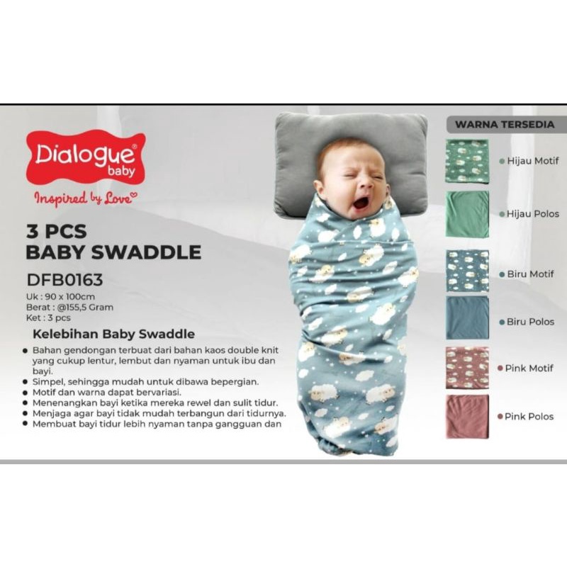 Dialogue baby swaddle isi 3 / bedong bayi DFB0163