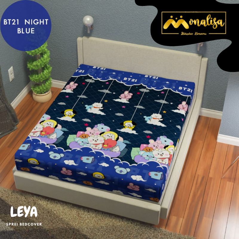 MONALISA Sprei Waterproof 180x200 King Size anti ompol-BT21 Night Blue