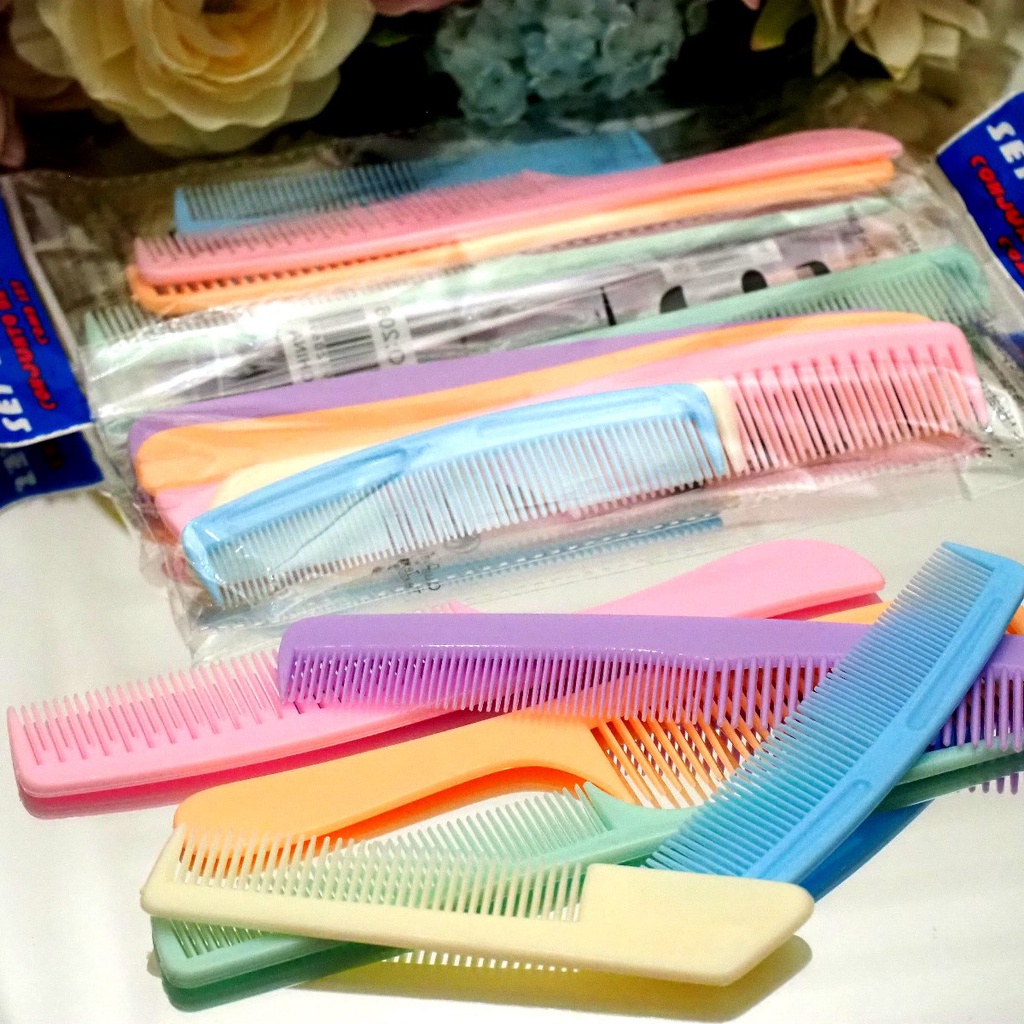 Sisir Rambut SET ISI 6 PCS Hitam Polos Sisir Salon Serbaguna Hair Styling Sisir Potong Ekor Tipis Rata Murah 6 in 1