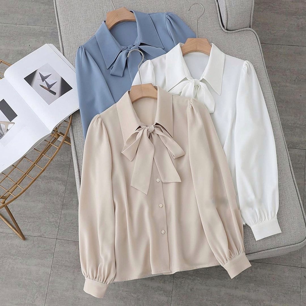 Gingham Top Atasan Baju Blus Kerja Wanita Korean Style l Blouse Polos Basic Fashion Terlaris | Baju 