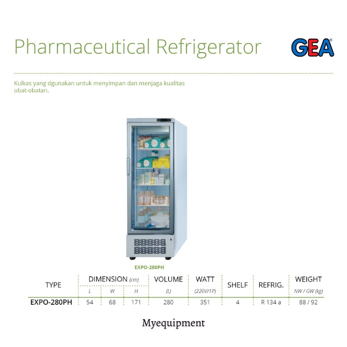 PHARMACEUTICAL REFRIGERATOR / KULKAS OBAT GEA EXPO-280PH