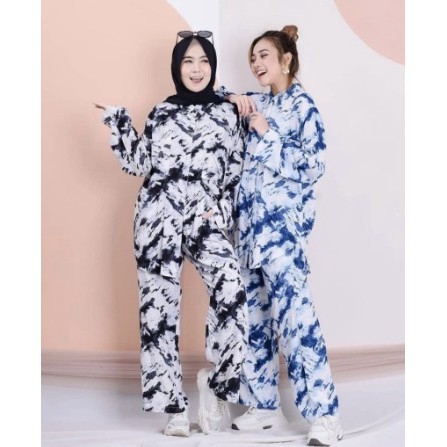 Pajamas / Piyama One Set Kemeja Tie Dye/Piyama Tangan panjang Paling Murah Bisa COD