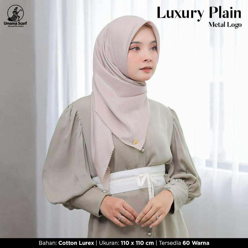 Jilbab Segiempat LUXURY PLAIN LC METALOGO Glamour Part 1 Umama Scarf 110x110cm segiempat  sinar Geliter kerudung lasercut