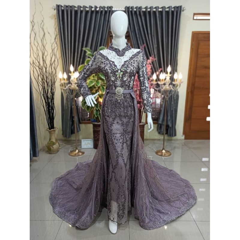 Gaun pengantin akad kebaya langsung konveksi pilihan warna