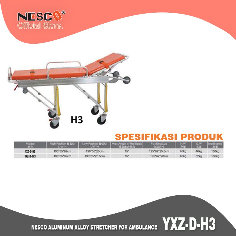 Nesco Aluminum Alloy Stretcher For Ambulance, Type Yxz-D-H3