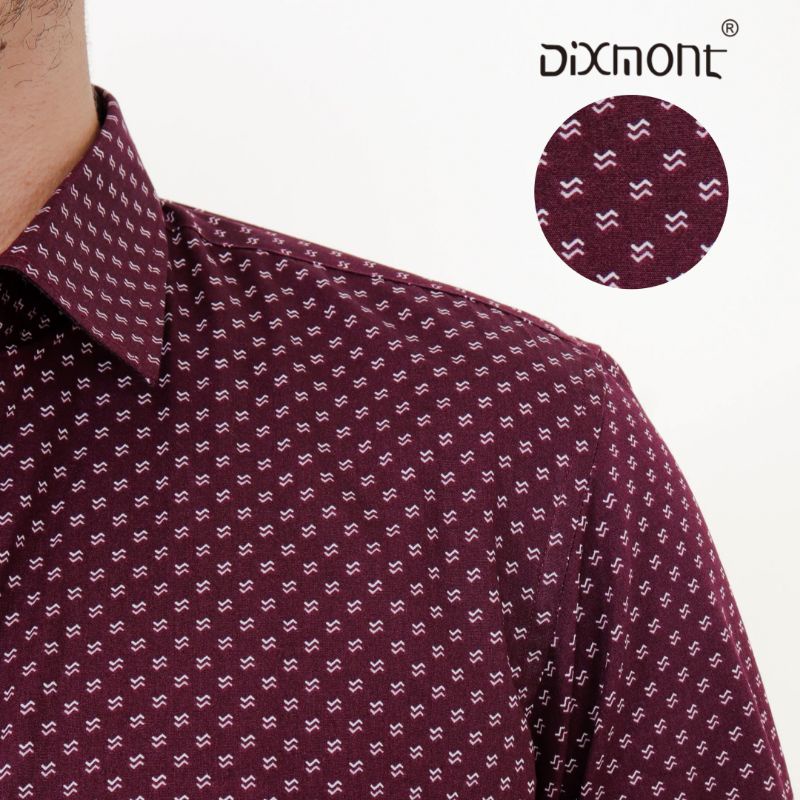 Dixmont Kemeja Pria Basic Formal Motif Lengan Panjang Hem ML00622