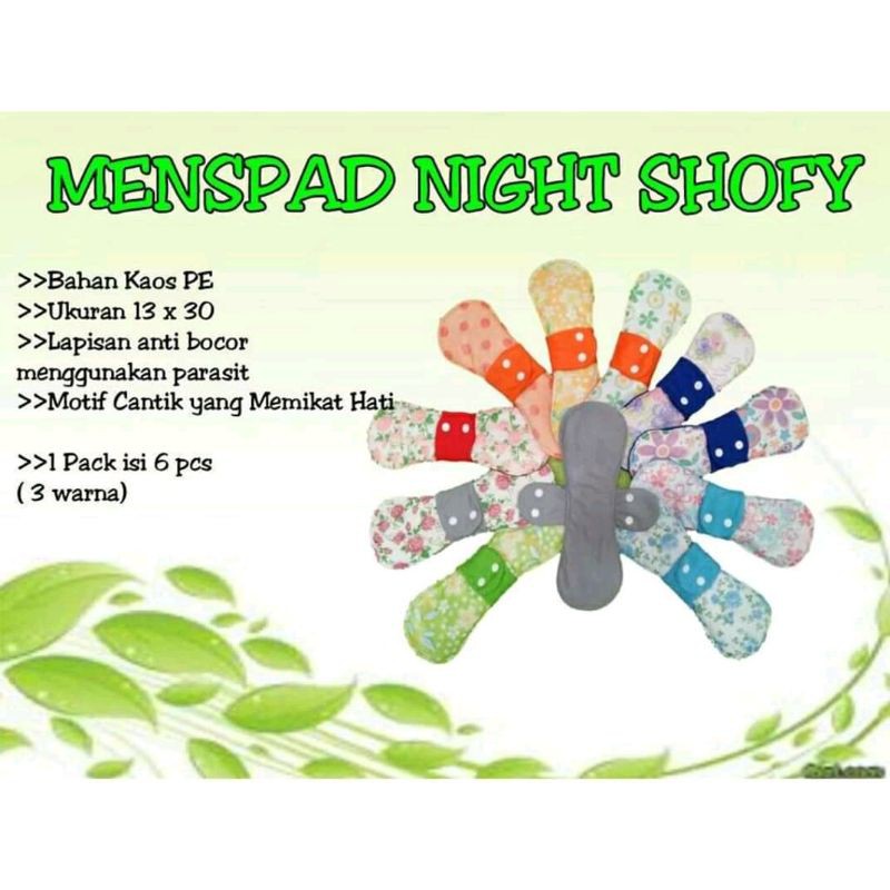 Manspad (pembalut kain) shofy 6pcs pembalut cuci ulang pembalut herbal