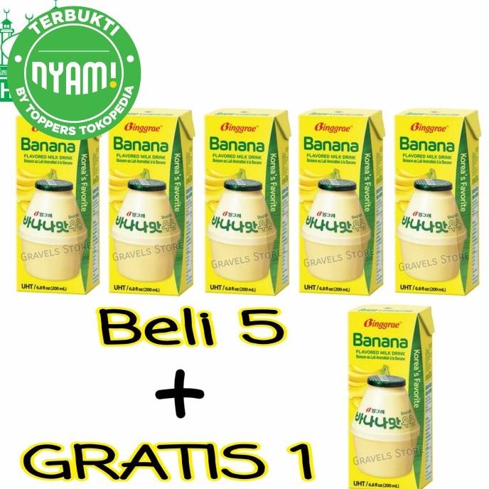 

[Bundling 6 Pcs] Binggrae Banana Milk - Susu Rasa Pisang Bingrae Korea