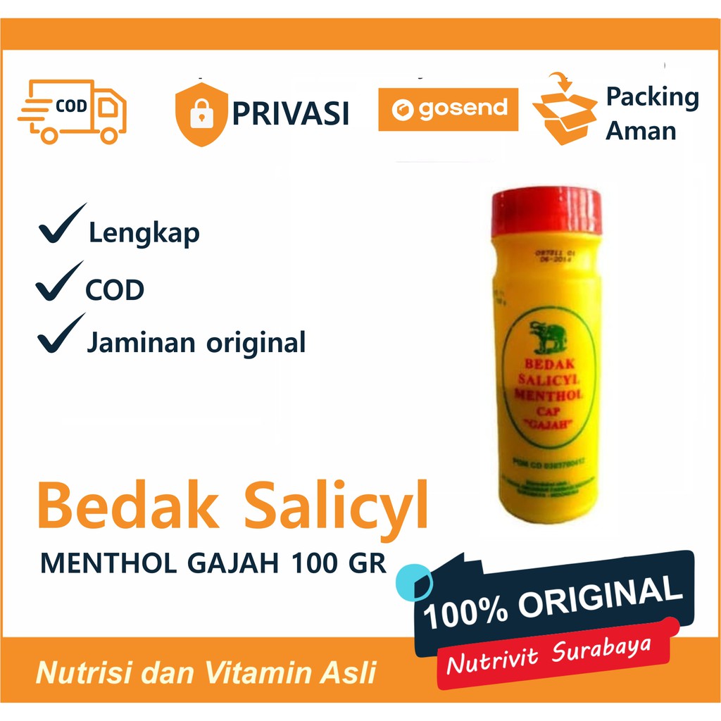 BEDAK SALICYL MENTHOL GAJAH 100GR