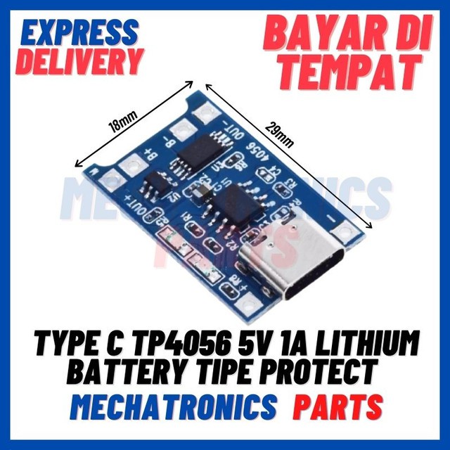 [PSU-9046] TYPE C TP4056 5V 1A LITHIUM BATTERY CHARGER TIPE PROTECT BATERAI USB