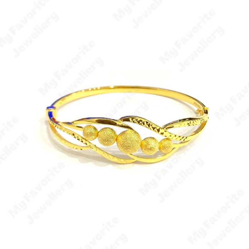 Gelang Bangle Bola-bola Ulir Emas Asli Kadar 700