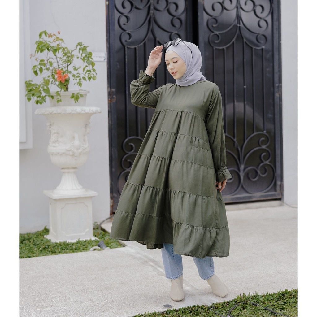 FN - CEMPAKA TUNIK FULL RUFLE / CEMPAKA TUNIK JUMBO RAYON PREMIUM RUFFLE /MIDI DRESS CREPE