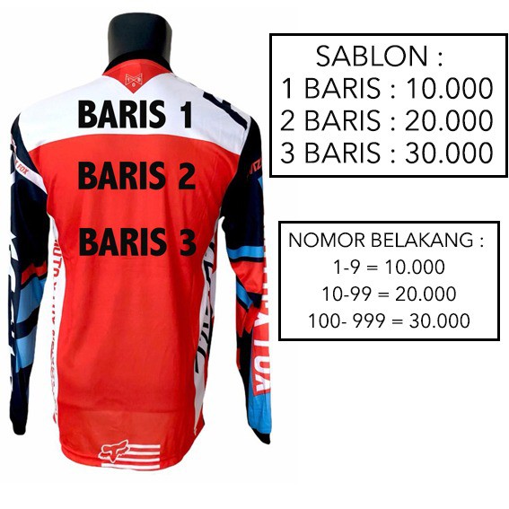 [NON COD] SABLON NAMA NOMOR // BAJU SEPEDA BAJU MANCING