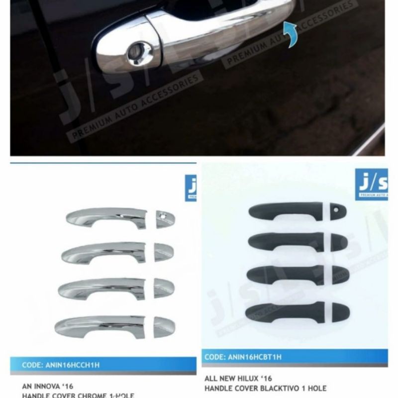 cover handle all new innova 2016 1 hole chrome hitam jsl