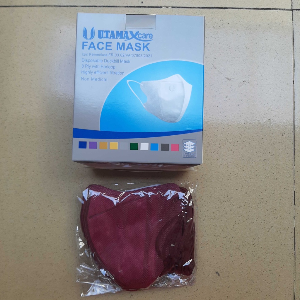 Masker Duckbill Utama U EMBOSS 3Ply Tali Senada Model Korea 1 box 50 pcs