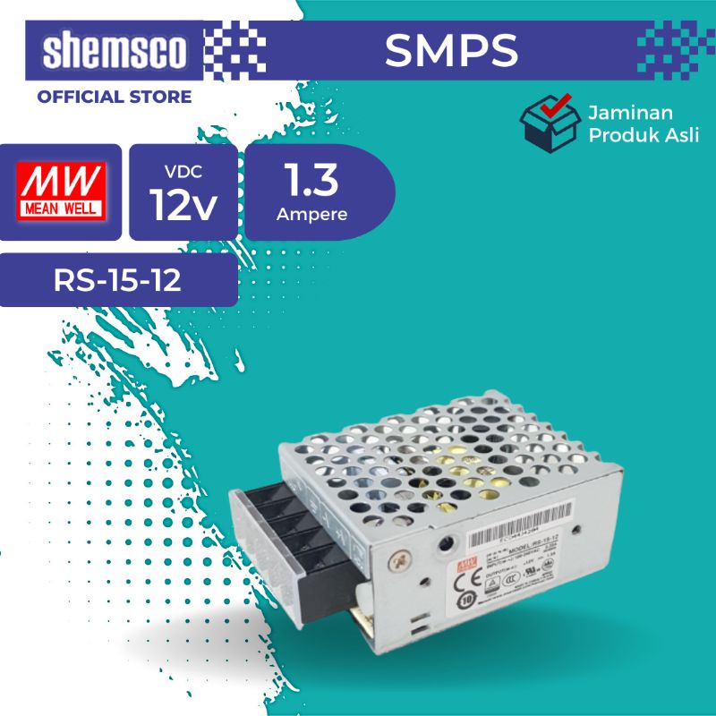 Jual 12v DC 1.3A SMPS Meanwell RS1512 Switching Power Supply Mean Well PSU Power Suplai 12vdc
