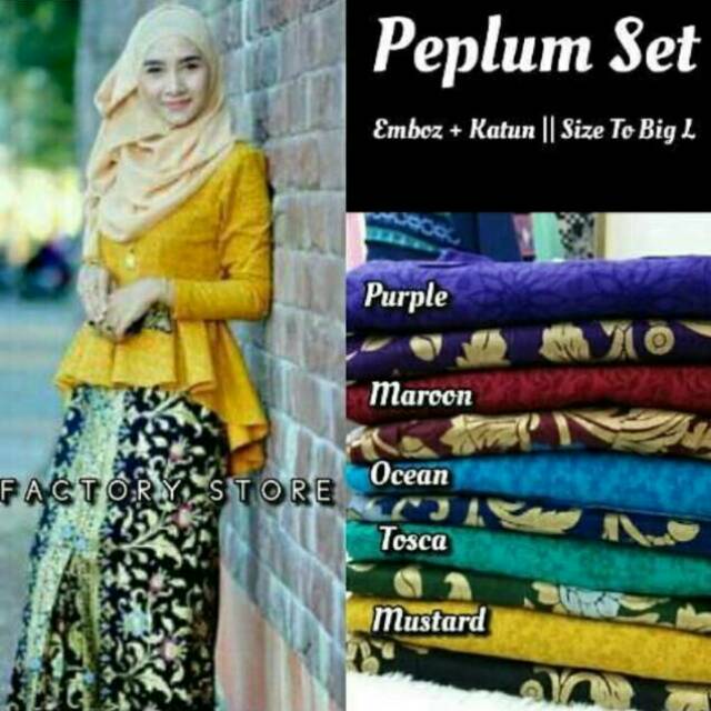Batik set cewek Peplum set kebaya modern batik modern baju wanita murah batik Pekalongan rok span