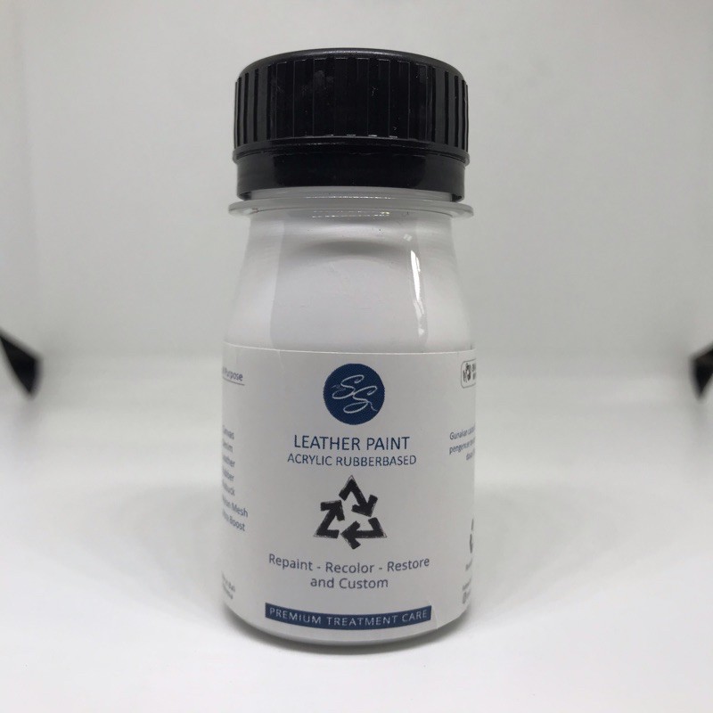 Cat Sepatu Kulit SS Leather Paint - Acrylic Rubber Cat Midsole, Rubber, Boost - Cat Tas Jaket Kulit-White