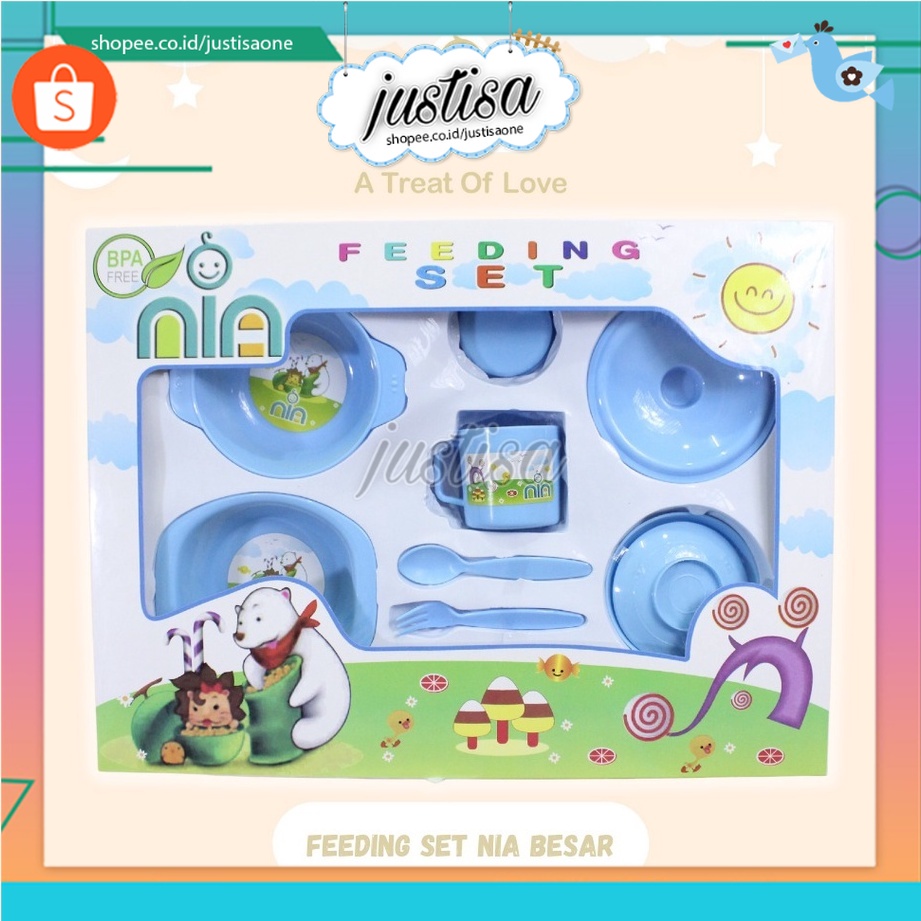 Promo !! SALE!!! FEEDING SET NIA BESAR/TEMPAT MAKAN BAYI NIA SIZE L 8IN1/KADO BAYI