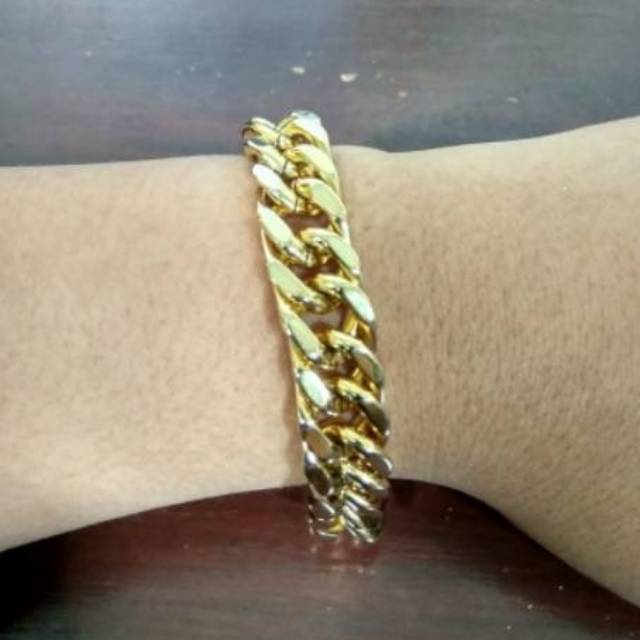 Gelang Rantai Pria Titanium Emas Gold