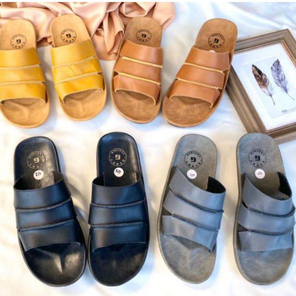 Gerry - Parsel Ramadhan Sandal Slide Kulit Sapi Sole Premium Karet (Tidak Licin) /Luigi Leather