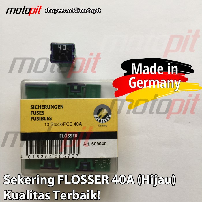 Flosser Sekring Pusat Sekering Kotak Panjang Fuse Mobil 40A Hijau