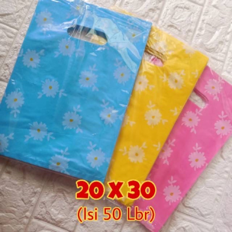 Kantong Kresek Motif / Plastik Olshop Warna Motif / Plastik Hd Oval Daisy UK 20x30