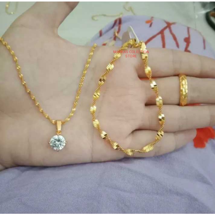 set perhiasan wanita dewasa 25,set perhiasan TITANIUM  asli anti luntur terbaru, perhiasan 1 set lengkap kalung gelang cincin