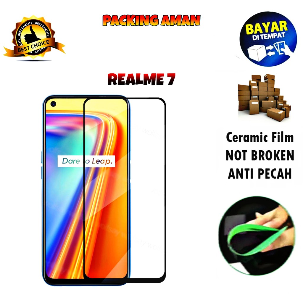 Tempered Glass Ceramic Film Anti Gores Keramik for Realme 7 [Full Cover Full Screen]