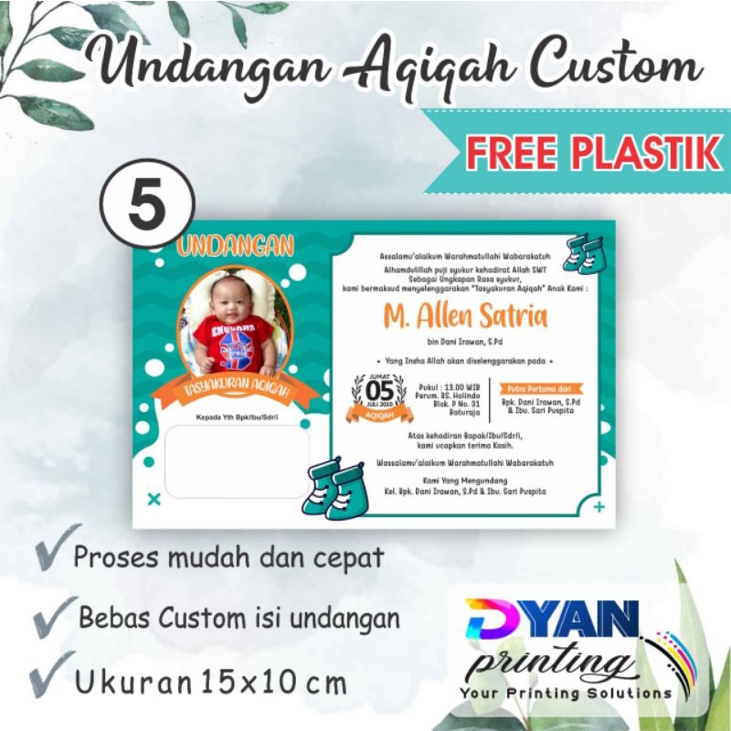 UNDANGAN AQIQAH BAYI CUSTOM FREE PLASTIK UNDANGAN