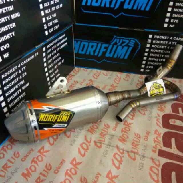 KNALPOT RACING ORIGINAL ASLI NORIFUMI KLX 150 TIPE ROKET 4 TT TITANIUM FULL