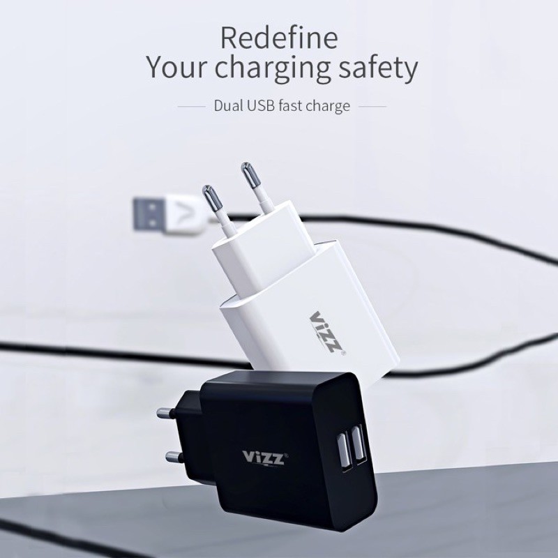 Batok Charger Vizz TC12, TC18 2USB 2,1A Travel Adaptor Cas