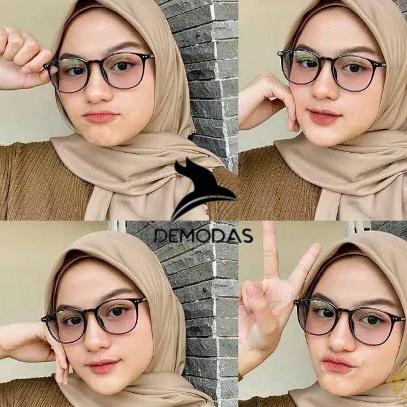 Demodas Kacamata Lentur Ringan (AntiRadiasi Photocromic Blueray Bluecromic) Normal Minus Silinder Bluechromic Photochromic DG2130 Kacamata minus wanita Pria kacamata wanita Glasses