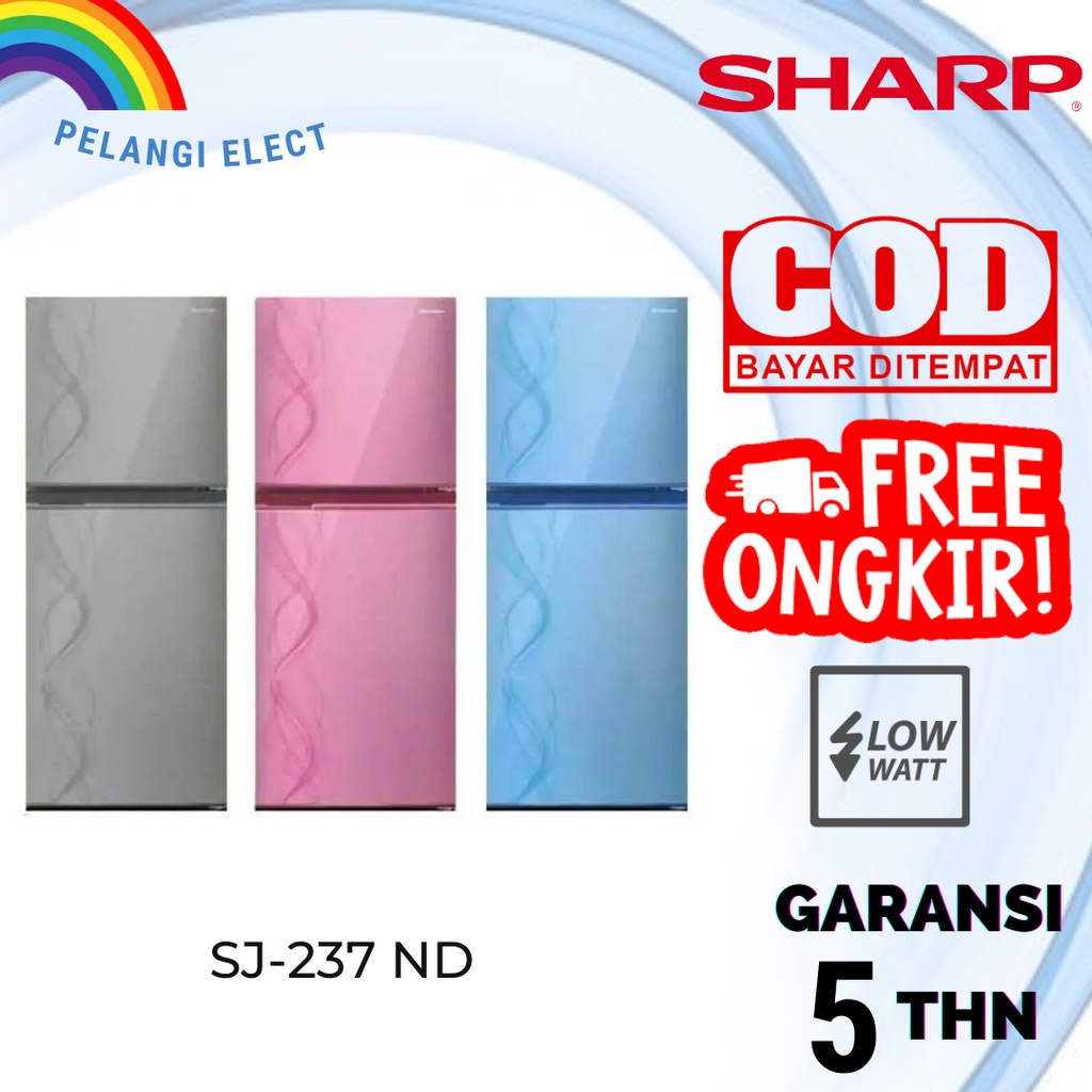 Kulkas Sharp SJ-237ND-AP/AB/AS 2 Pintu 130 watt