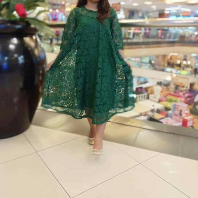 Dress brokat baby doll all size