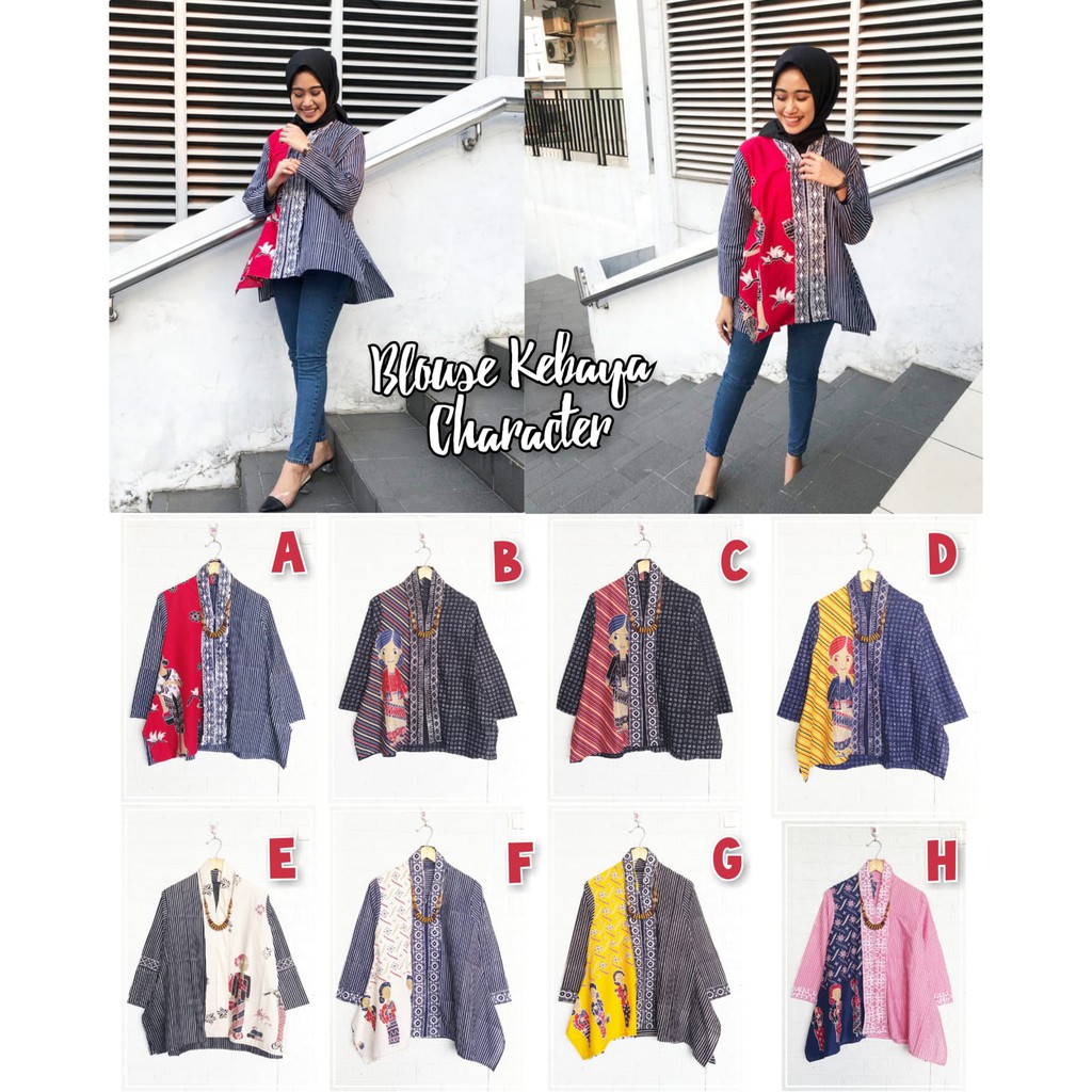 ATASAN BATIK WANITA BAJU KERJA KANTOR BLOUSE KEBAYA CHARACTER BATIK KERJA WANITA