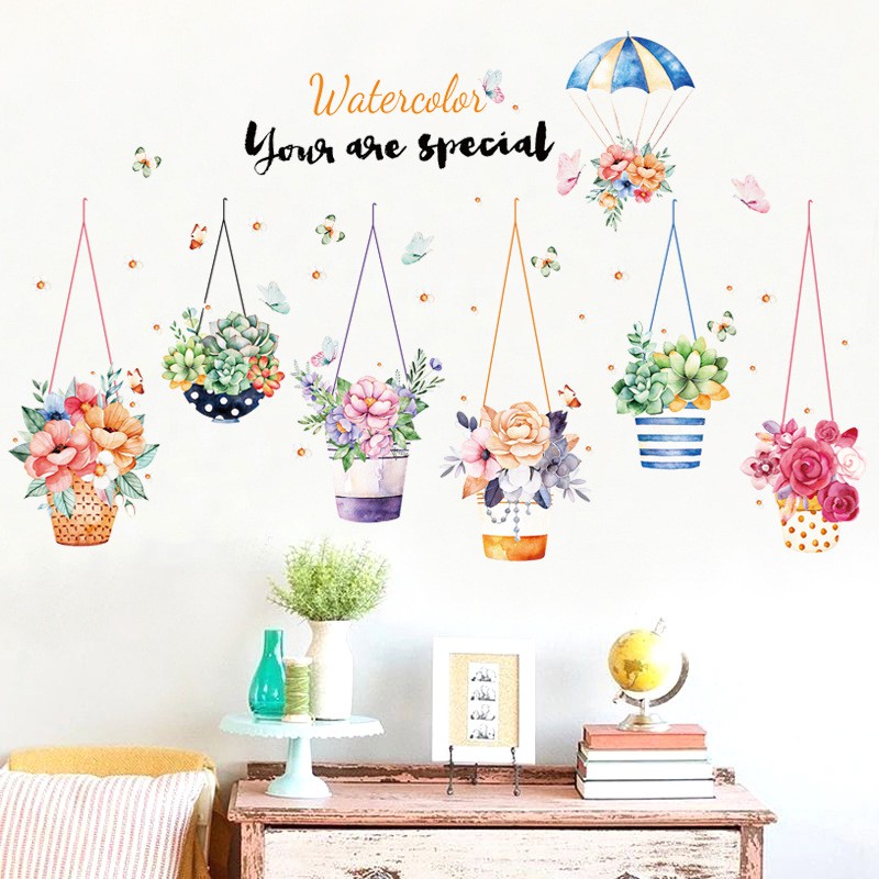 Reliza Wall Sticker Hanging Color Potted Stiker Dinding Pot Gantung LDR3762