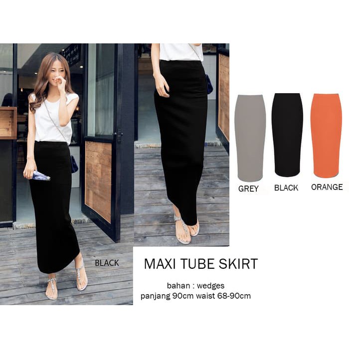ROK PENSIL PANJANG / ROK HITAM POLOS PANJANG / MAXI SKIRT WANITA POLOS