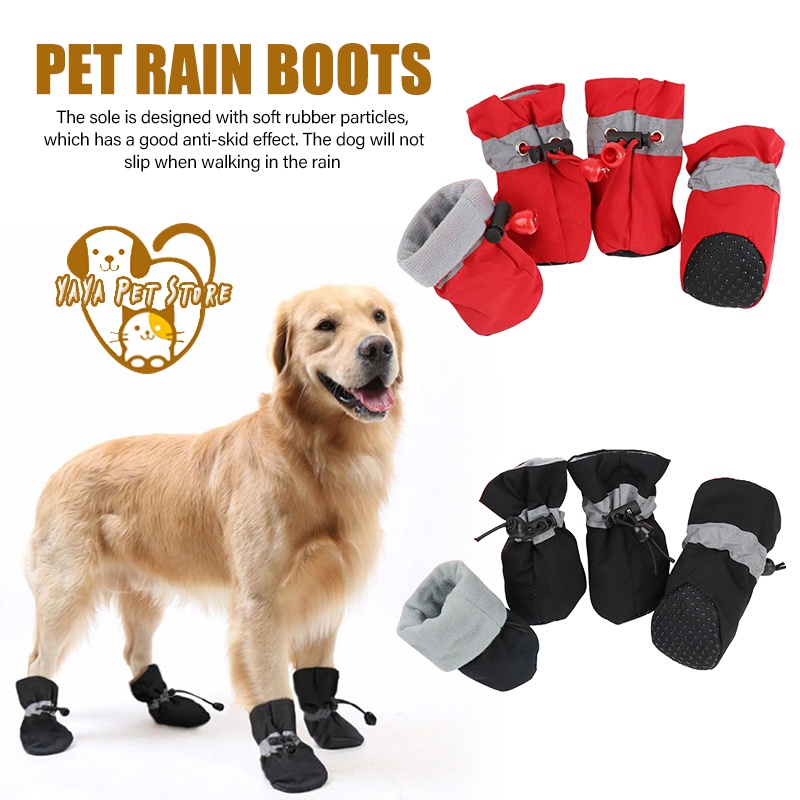 【Yayapet】4Pcs Sepatu Boots Anjing / Kucing Tebal Anti Slip / Air untuk Musim Dingin