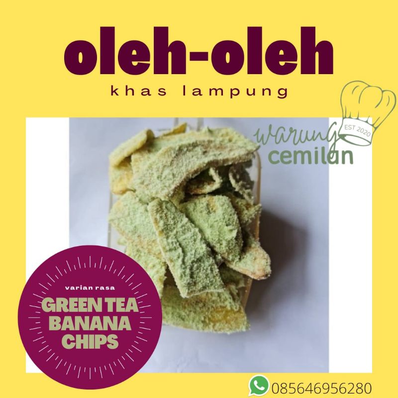 

COD Keripik Kripik Pisang Khas Lampung Rasa Green Tea Kemasan 200 gram