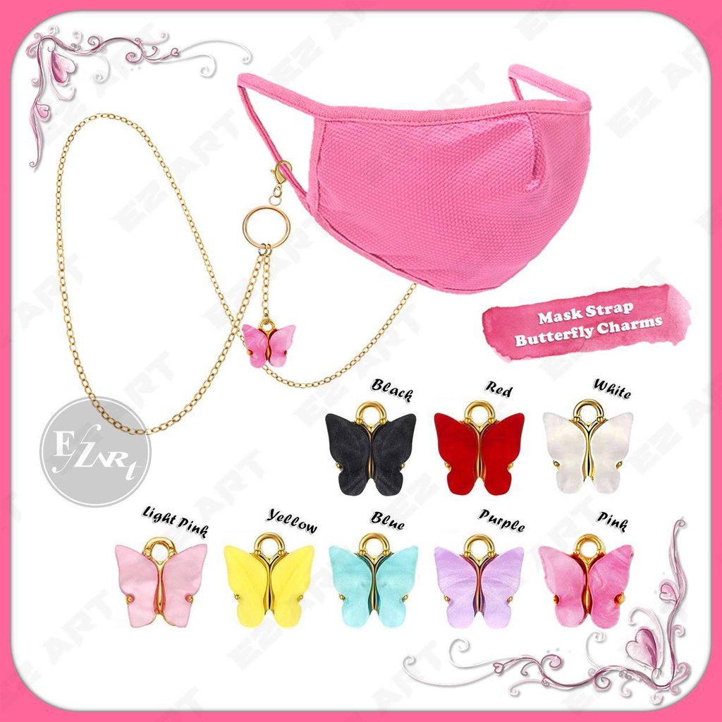 KALUNG MASKER LIONTIN KUPU BUTTERFLY WARNA WARNI RANTAI EMAS / SILVER SIMPLE ELEGAN UNTUK WANITA