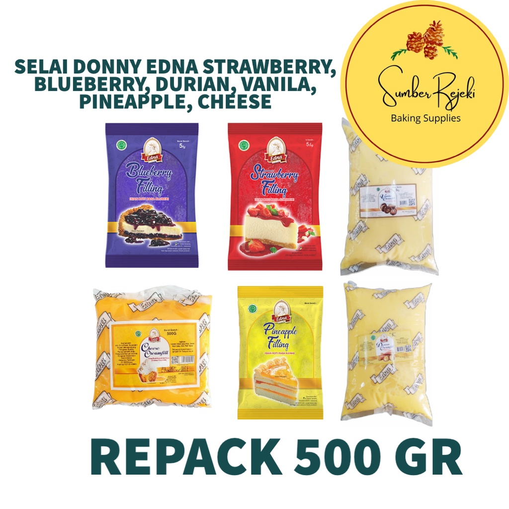 

Selai Edna Rasa Strawberry, Blueberry, Pineapple, Creamfill Vanila, Creamfill Durian, Creamfill Cheese 500 Gr