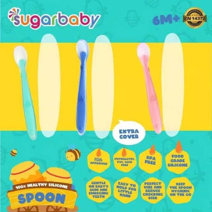 Sugar Baby Spoon Set / Sendok Makan Bayi Aman Sugar Baby Silicone